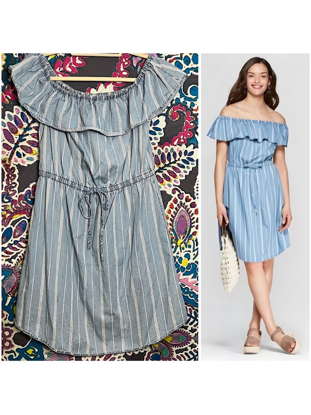 $7 if bundled Universal Thread 100% Cotton Blue Stripe Dress Medium